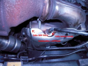 detail katalyzátoru s DPF